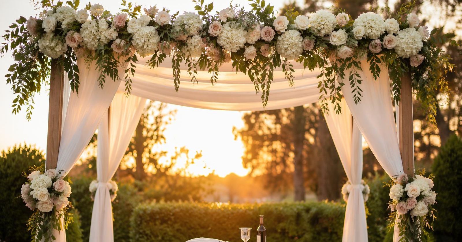 Wedding website project: chuppah ceremony at golden hour with 240 guests